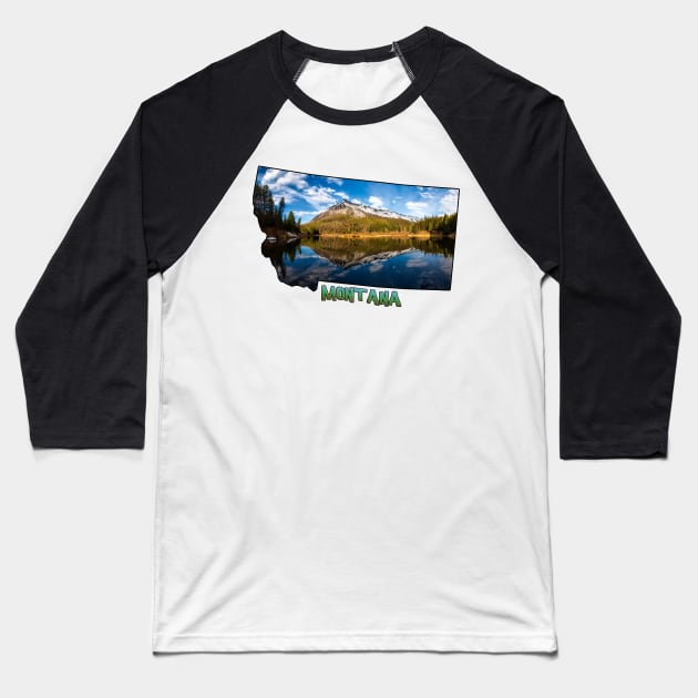 Montana State Outline (Glacier National Park) Baseball T-Shirt by gorff
